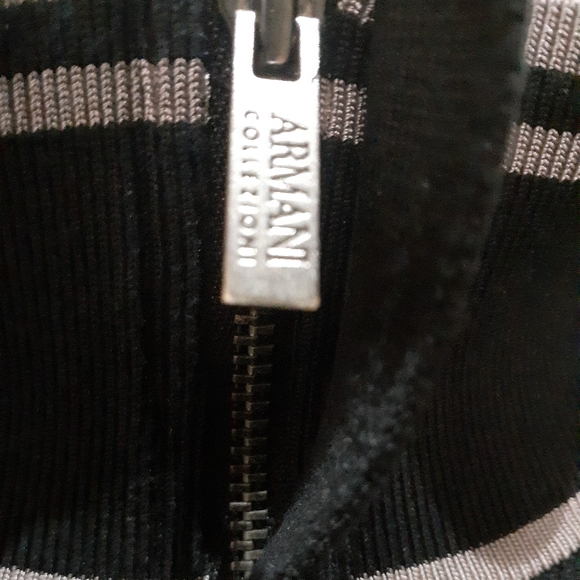 Armani Collezioni Men's Size Large Pullover 1/4 Zip Silk Blend Sweater Black - Picture 4 of 7